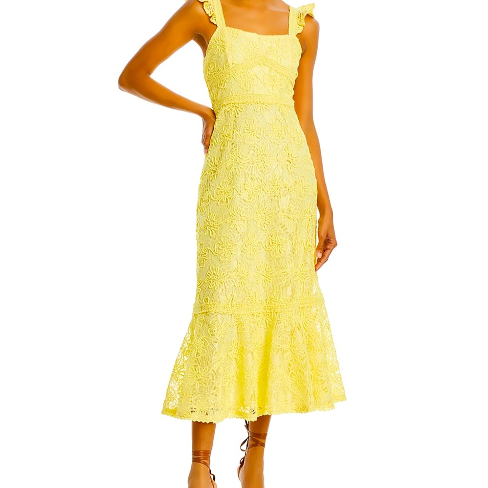 AQUA lace midi dress